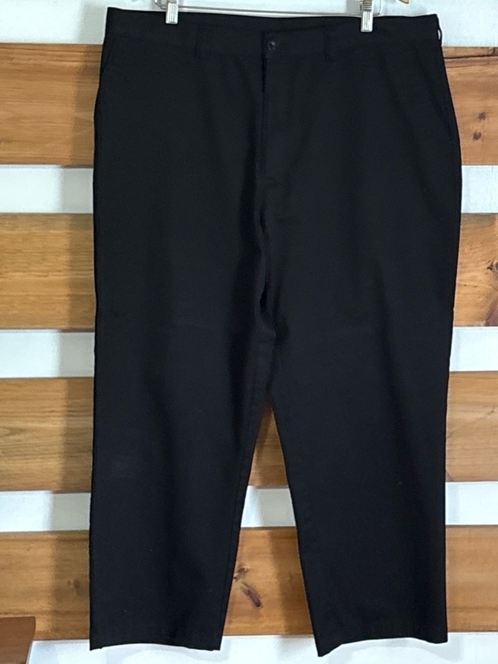 Open Trails Men's Causal Khakis Solid Black Straight Leg Regual Fit Size 42x30